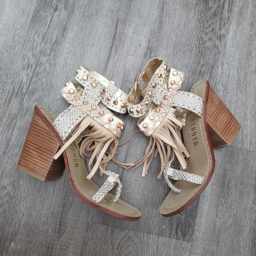 COPY - IVY KIRZHNER Fringe ankle strap sandals
